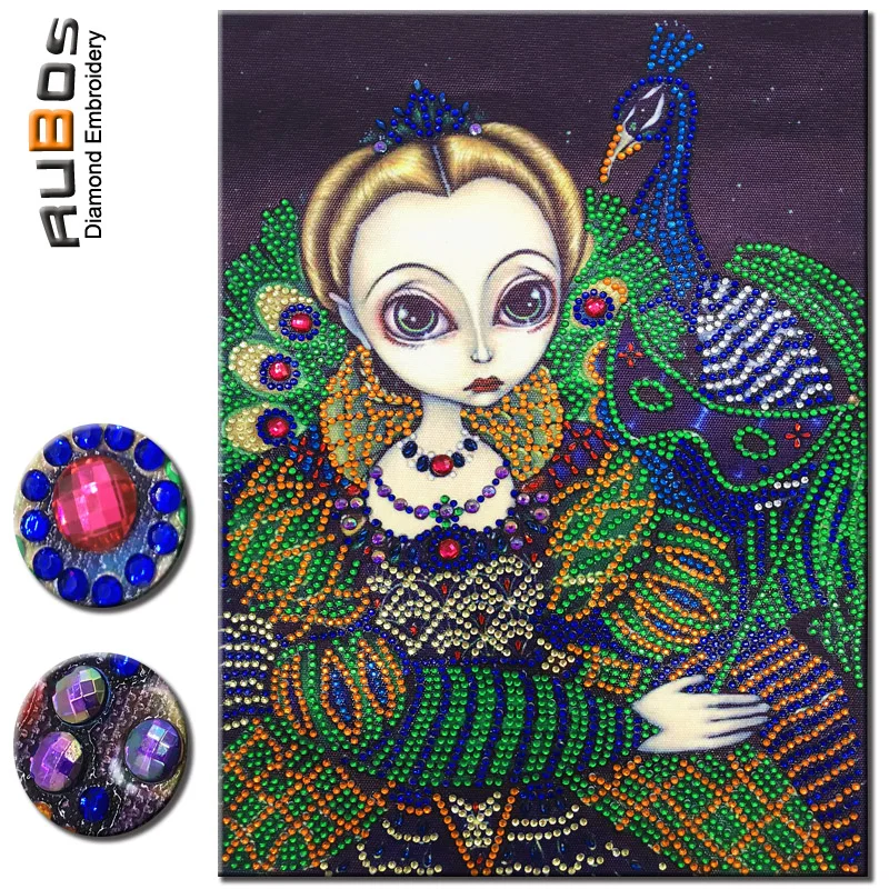 RUBOS DIY 5D Бриллиантовая мозаика с изображением павлина для девочек жемчужная