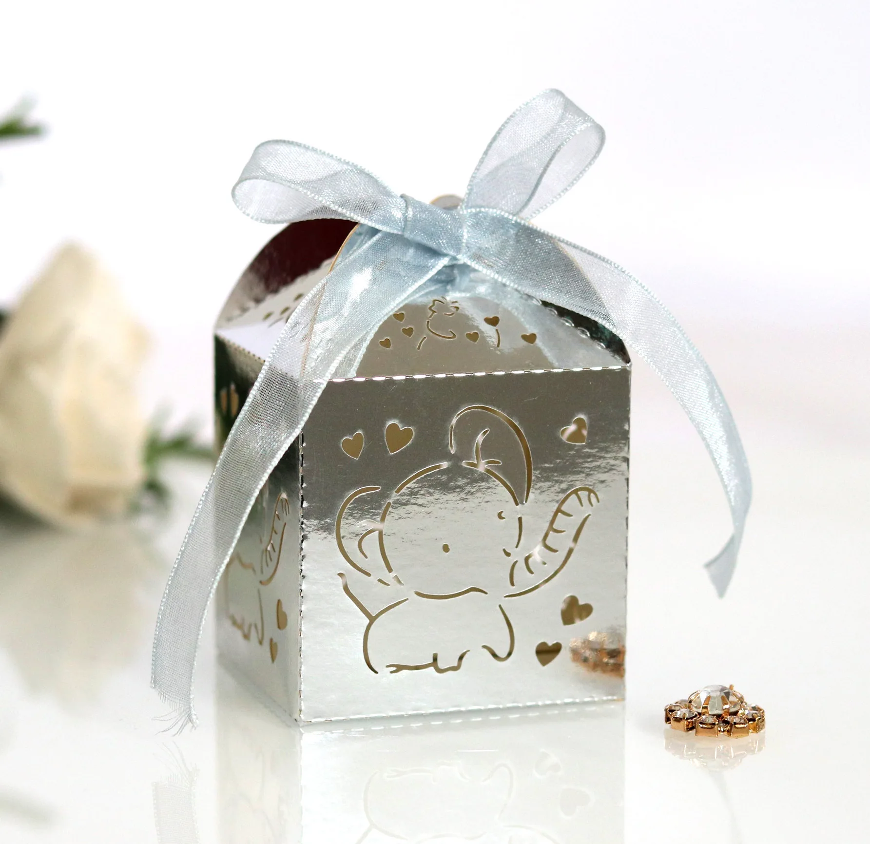 Свадебные коробки в форме слона с лазерной резкой вечерние для конфет