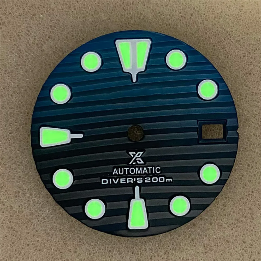 Replacement 28.5MM Luminous Dial Deep Sea Blue Men Diving Striped For NH35/NH36/ 4R36 Movement Parts | Электроника