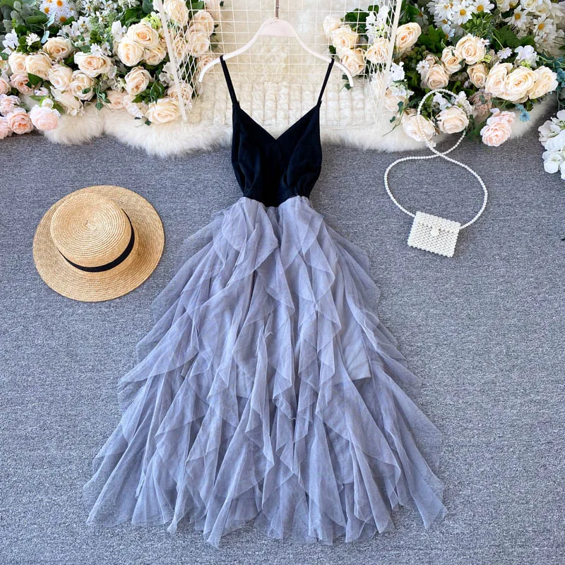 Высококачественное женское платье Летнее Длинное Платье на тонких бретельках