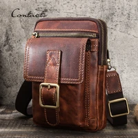 contacts 100 vegetable cow leather men crossbody bag vintage shoulder bag for male multifunctional phone bags quality bolsa