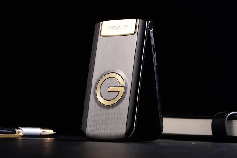 Серый TKEXUN G3 G9000 женский флип-телефон с камерой Две sim-карты 2,4 дюймов сенсорный экран Роскошный сотовый телефон - Цвет: Серый