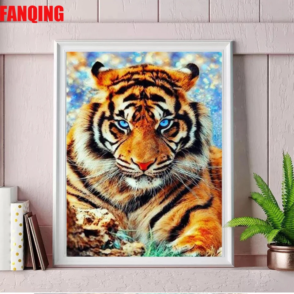 

5D полностью круглая алмазная живопись, «сделай сам», рисунок животных, алмазная вышивка, мозаика, наборы для вышивки крестиком, тигр стразы, ...