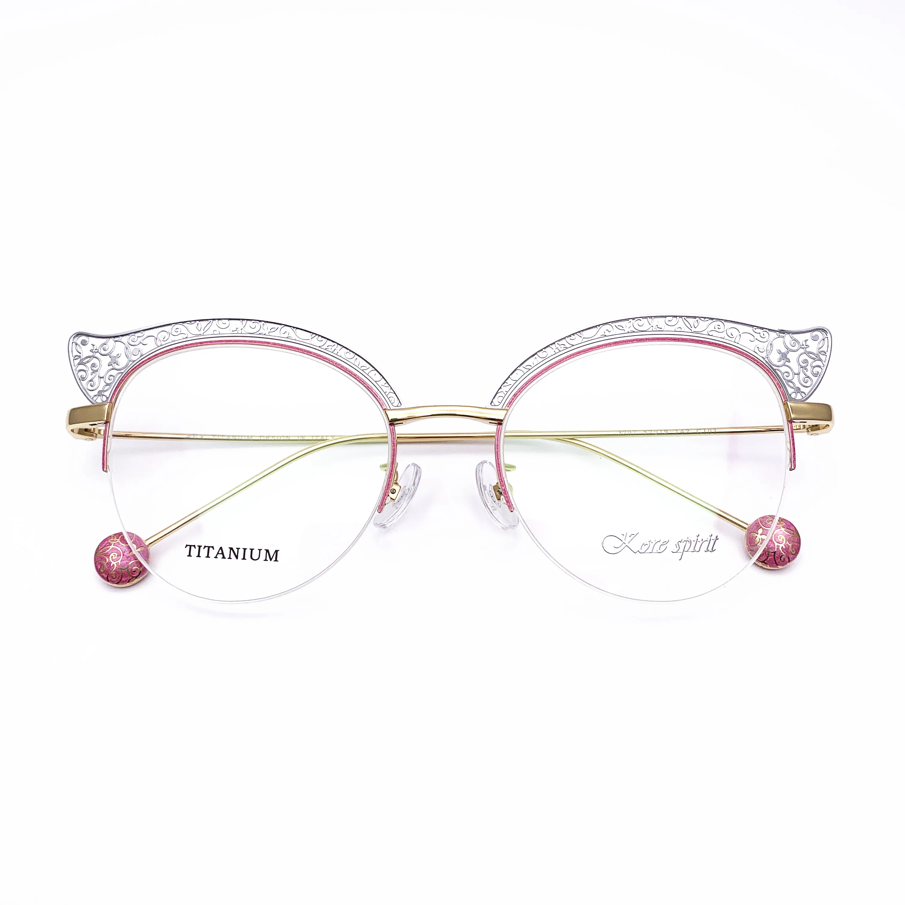 Belight Optical Titanium Women Cat Shape Design Pink Vintage Glass Prescription Eyeglasses Optical Spectacle Frame Eyewear 3207
