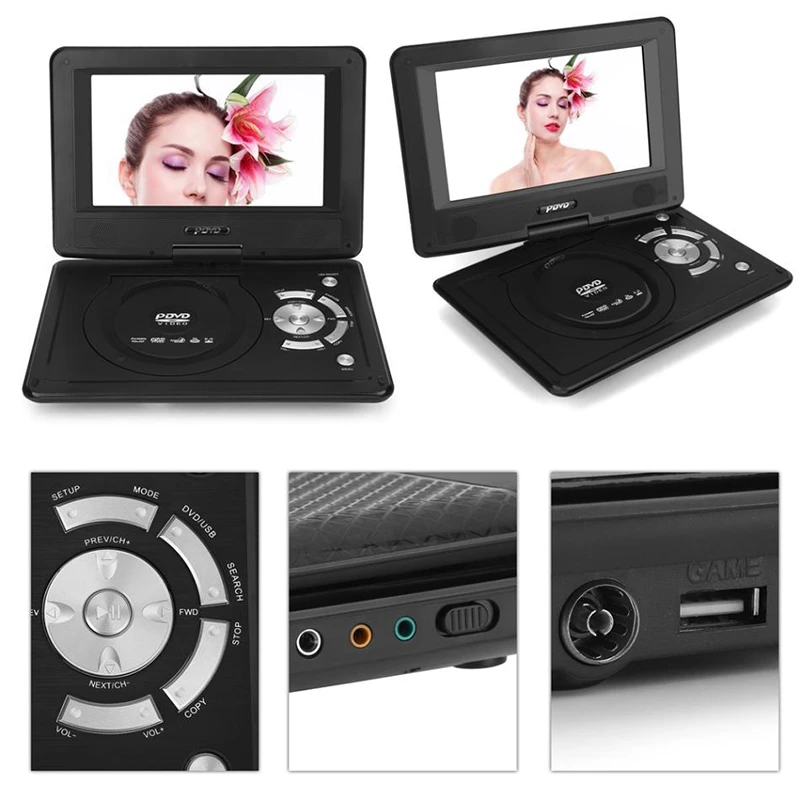 9 8 дюймовый портативный dvd-плеер USB fm-радио приемник AV CD колонки игровой плеер Мини
