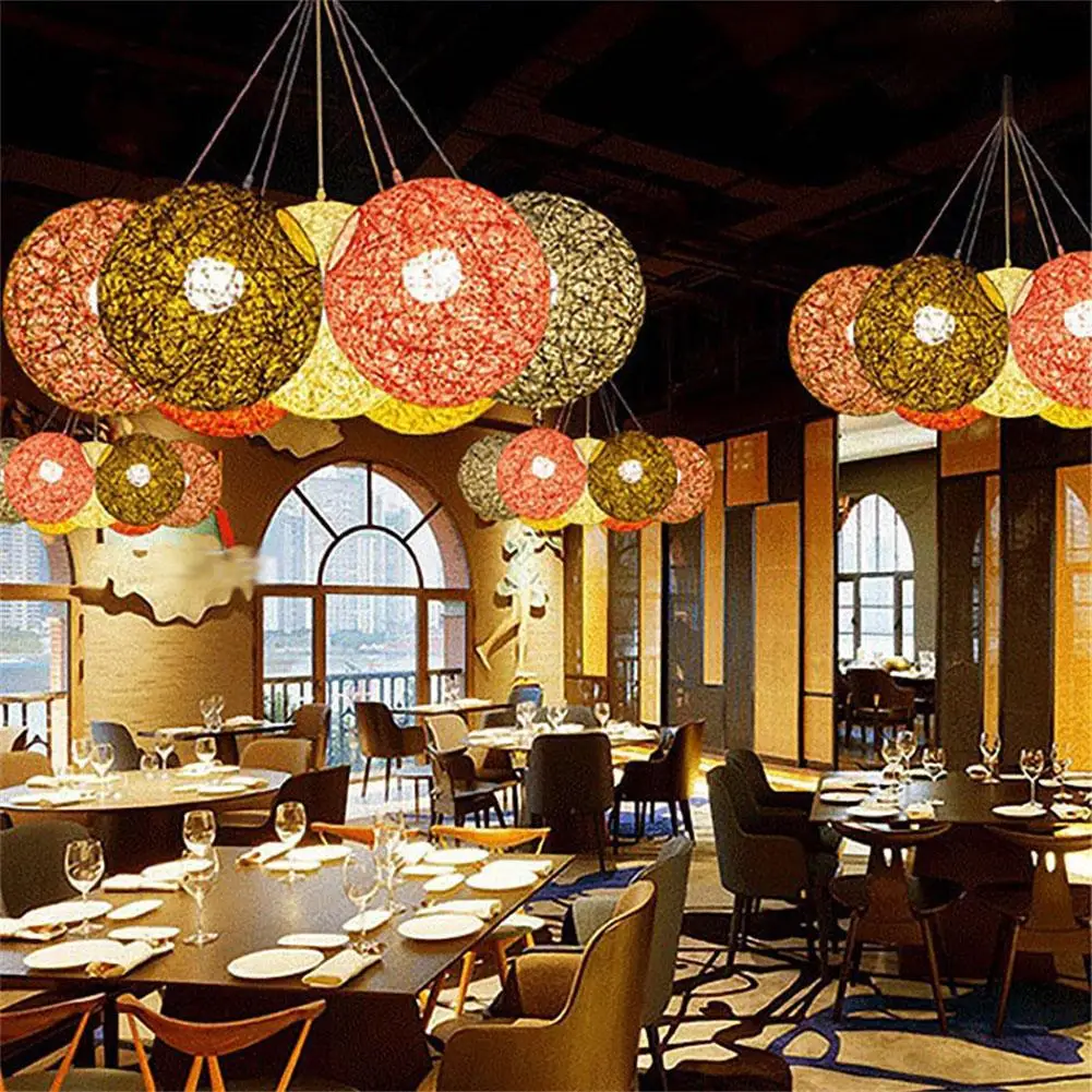 20cm Rattan Ball Lampshade Light Case Hanging Pendant with E27 Suspension Wire &amp Round Sucking Disk | Лампы и освещение