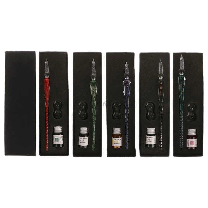 Светящаяся стеклянная перьевая ручка чернила для подписи деловой подарок