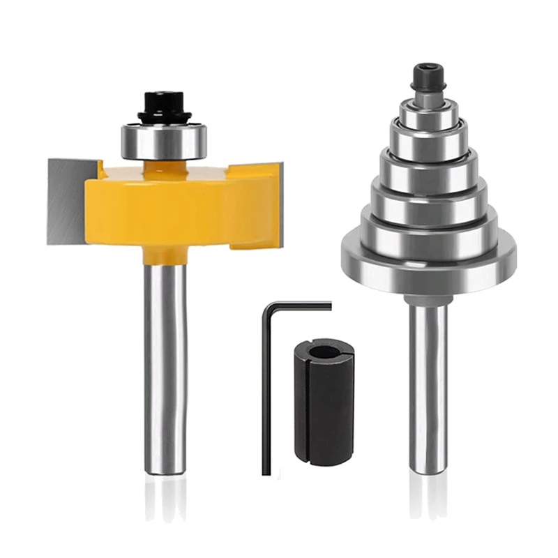 

1/4 Inch Shank Rabbet Router Bit with Bearings,Router Bit Set for Multiple Depths 1/8, 1/4, 5/16, 3/8, 7/16, 1/2 Inch
