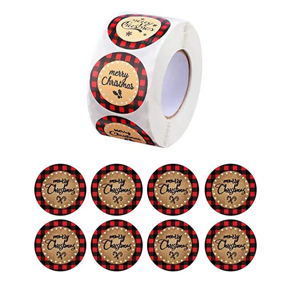 

Christmas Sticker Roll Of Stickers Happy Holidays With Single Black Tree Sticker Holiday Handmade Gift Baking Decoration Lattice