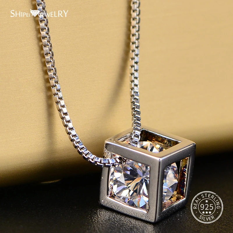 Женское Ожерелье с кулоном из серебра 925 пробы муассанитом|Ожерелья| |