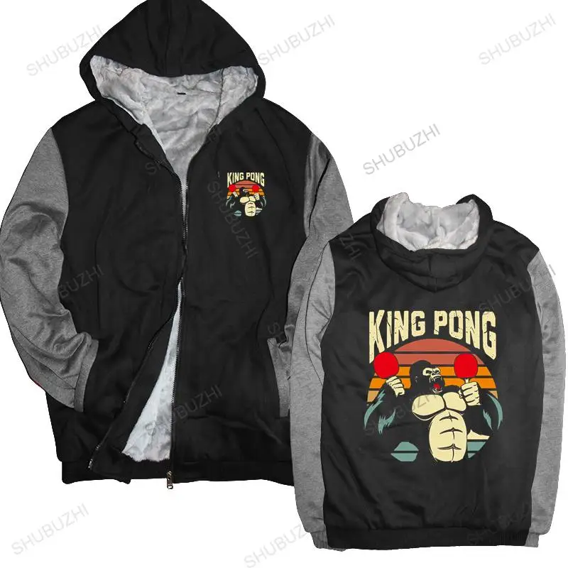 

warm coat men fleece hoody Funny King Pong thick hoody Men Table tennis Paddle hoodie Gift Idea men winter sweatshirt