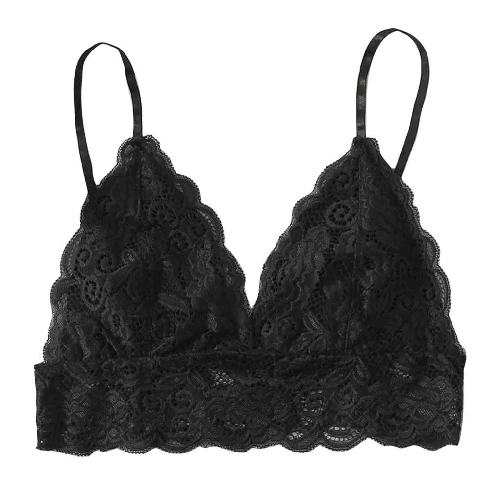 

Plus Size Sexy Vest Bra Crop Wireless Bra Lace Underwear Women Sleepwear V-Neck Seamless Push Up Wire Free Bralette Thin