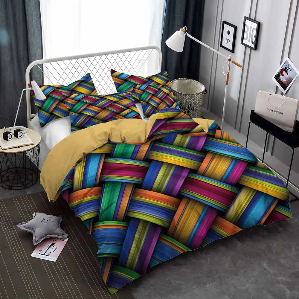 

Knit Crossing Shape Bedding Set Warm Cool Color Duvet Cover Sets Comforter Bed Linen Twin Queen King Single Size Dropshipping