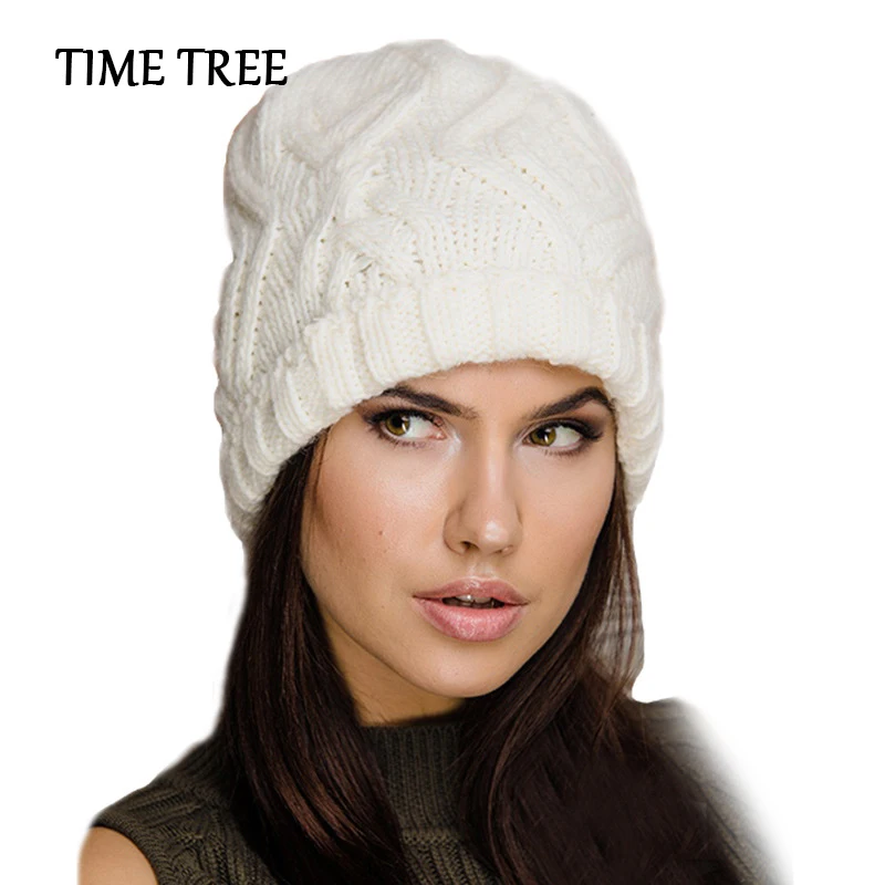 TIME TREE 2020 шерстяная зимняя шапка женская однотонная утолщенная Шерстяная Вязаная