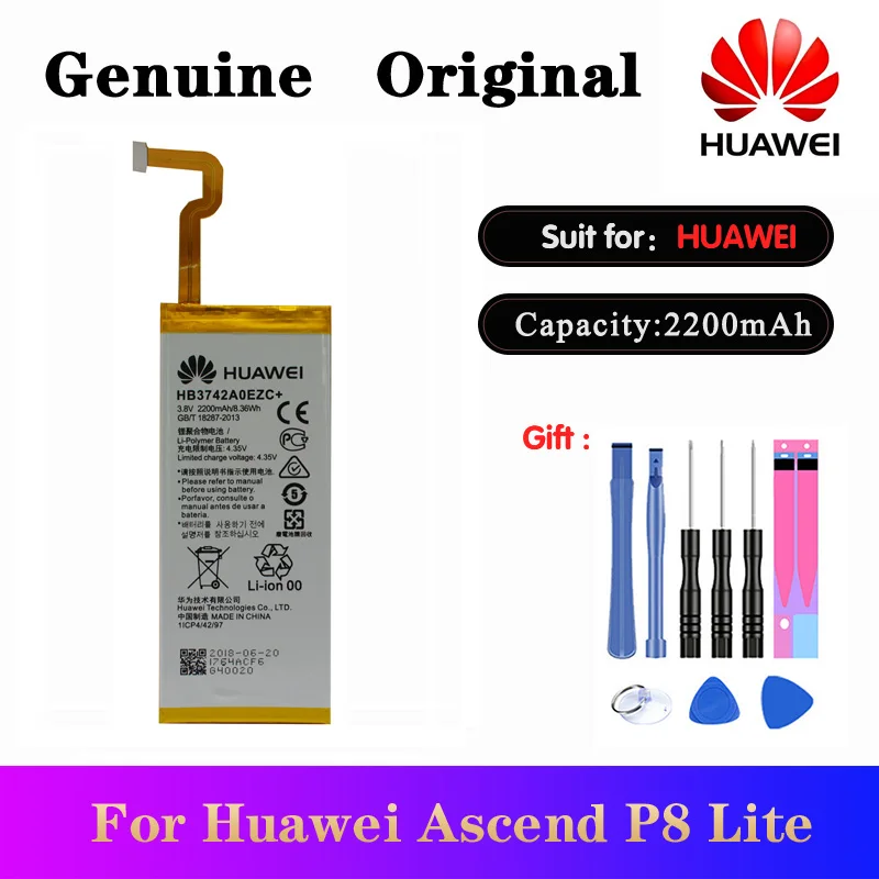 

10pcs/lot HB3742A0EZC+ Original Battery For Huawei P8 Lite Ascend P8 Lite Phone Replacement Batteria Akku 2200mAh