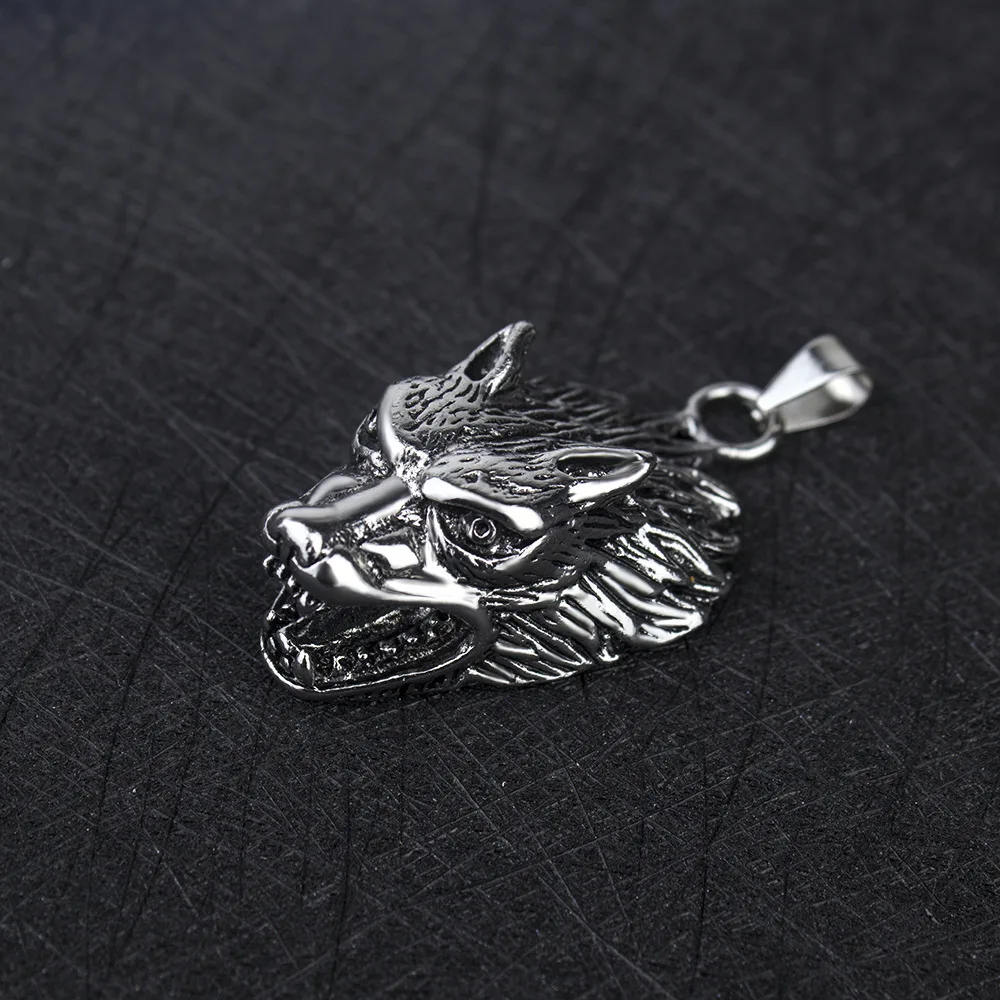 

Creative men's trend hip-hop rock retro punk domineering wolf head pendant necklace party jewelry wholesale