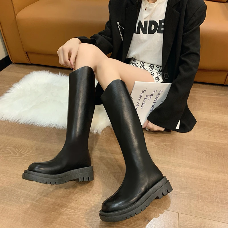 

Женские сапоги выше колена, белые сапоги на молнии с круглым носком, женские сапоги на платформе, Роскошные Дизайнерские Сапоги выше колена ...