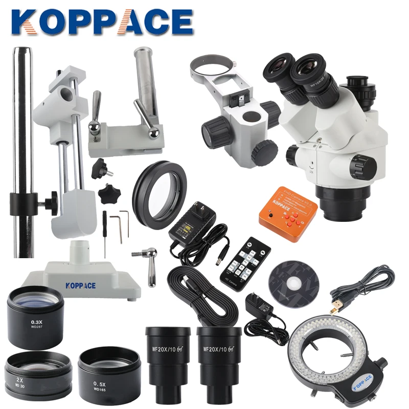 Триокулярный электронный микроскоп KOPPACE 2 1x 180X для ремонта фототехники с HDMI и