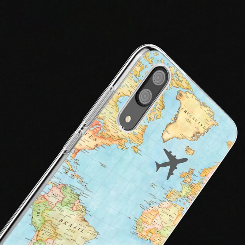 Силиконовый чехол World Map Travel Airplane для Huawei P30 P20 Pro P10 P9 P8 Lite 2017 P Smart Z Plus 2019 NOVA 3 3i 5i 5 5Pro |