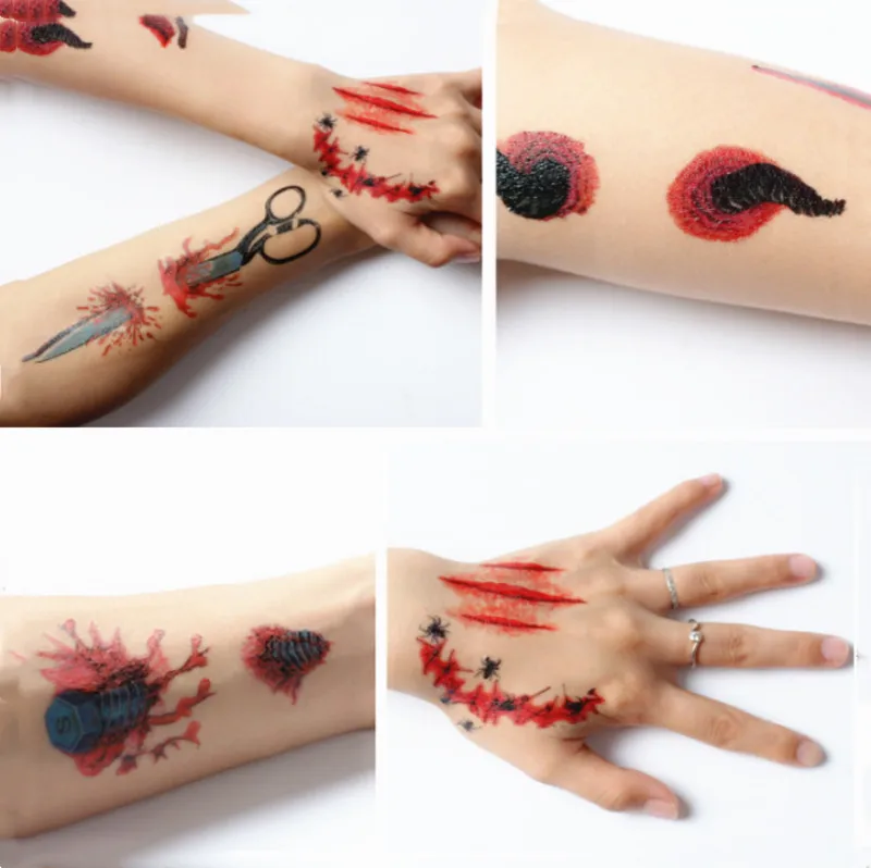 Водостойкие временные татуировки с зомби на Хэллоуин для женщин 3d реальность