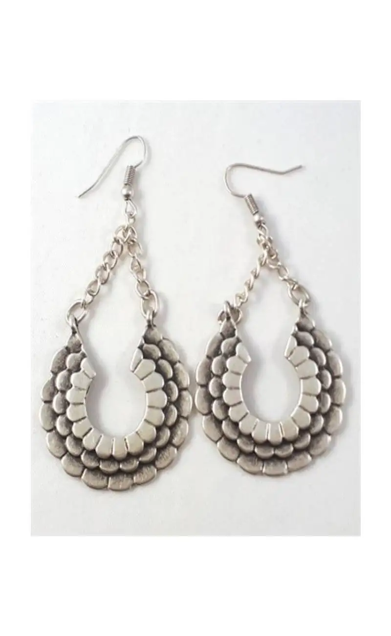 

Silver Plated Pattern Layer Antique Earrings