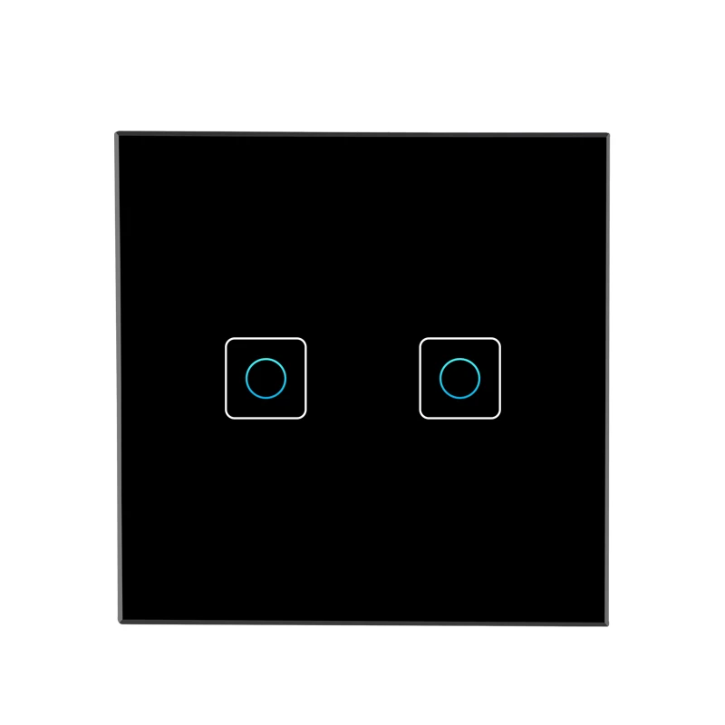 touch 2 gang black Умный светодиодный сенсорный выключатель, стеклянная панель, беспроводной настенный светильник, переключатель стандарта ЕС, 220 В, без функции RF - Цвет: touch 2 gang black