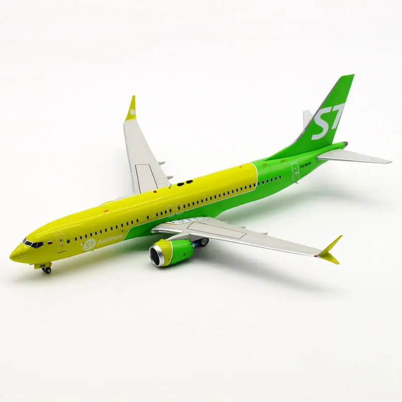 Игрушечная модель самолета 1:200 B737 Max Air Siberian S7 airlines way с базовым шасси литой Сплав