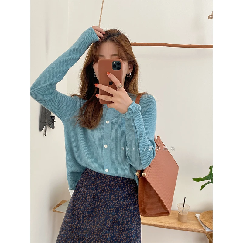 Мягкий клейкий вязаный кардиган пальто для женщин Весна 2021 новый короткий нежный