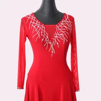 New Sexy Modern Dance Dress National Standard Women Ballroom Dance Dresses Red Waltz Performance CostumesTXH-MQN15