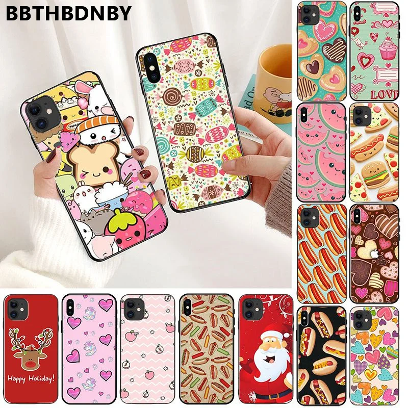 Счастливый праздник конфеты Рождественский из ТПУ черный чехол для телефона