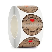 500pcs 3 8cm spanish gracias sticker label wedding holiday baking decoration label love handmade gift wrapping decoration