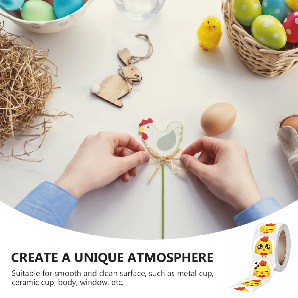 

1 Roll of 500Pcs Chick Easter Stickers Lovely Chick Window Cling Holiday Decor