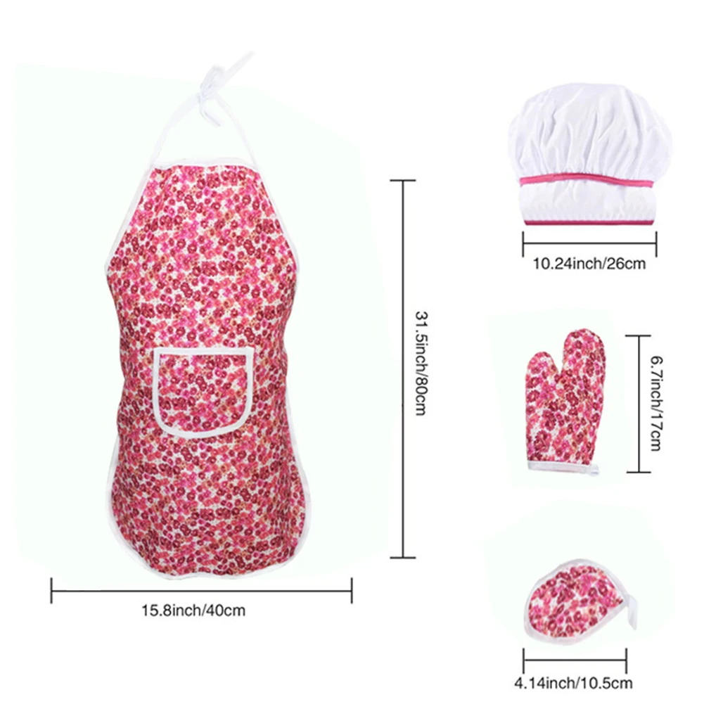 

Child Kids Adjustable Apron and Chef Hat Set Kitchen Cooking Uniform Baking Painting Training Wear Boys Girls Halloween Costume