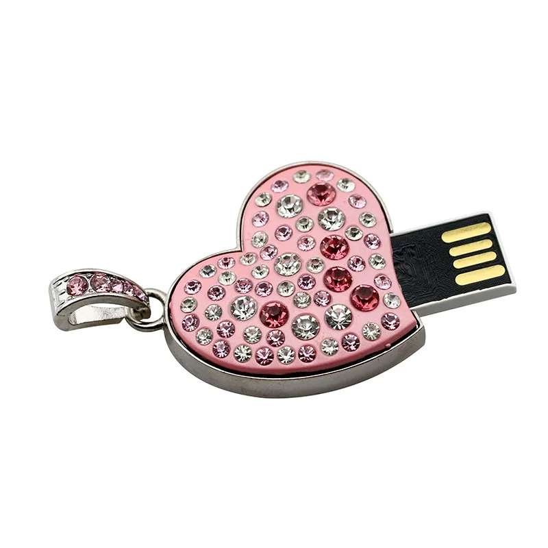 Кристалл алмаз сердце любовь с цепочкой Usb флэш-накопитель Флешка 4 ГБ 16 ГБ 32 ГБ 64 ГБ ожерелье в форме сердца карта памяти подарок