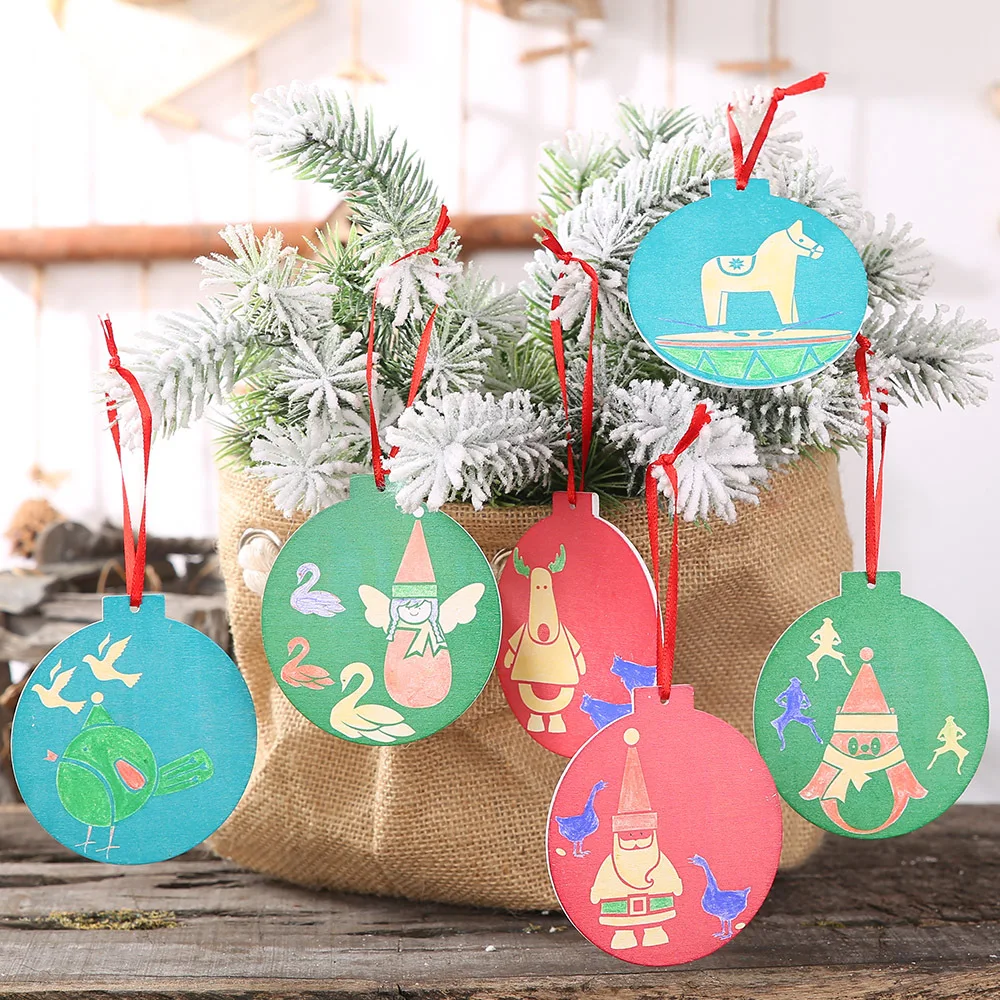 5 шт. рождественские подарки новый цвет DIY деревянный кулон Navidad украшения для