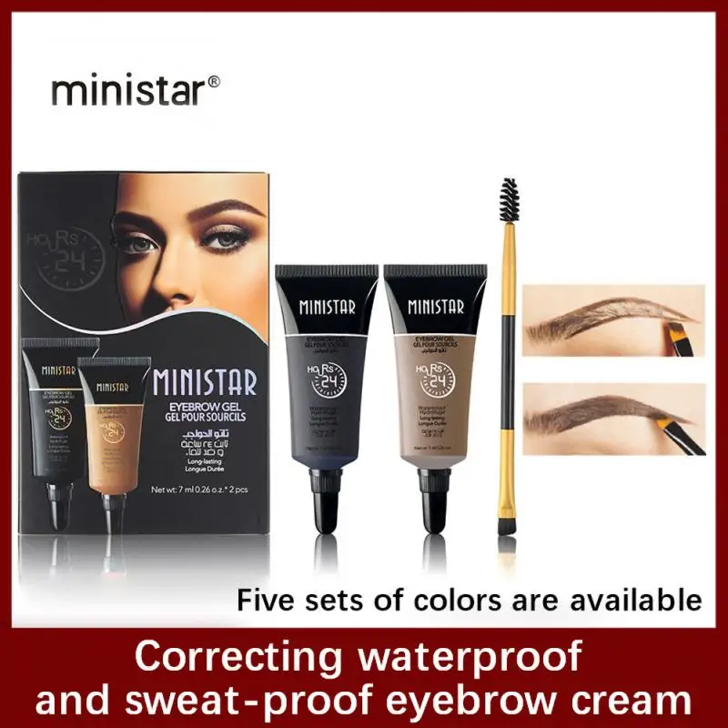 

2 Colors/set Dying Eyebrow Cream Waterproof Sweatproof Quick-drying Natural Long-lasting Eye Brow Makeup Create 3D Eyebrow Shape