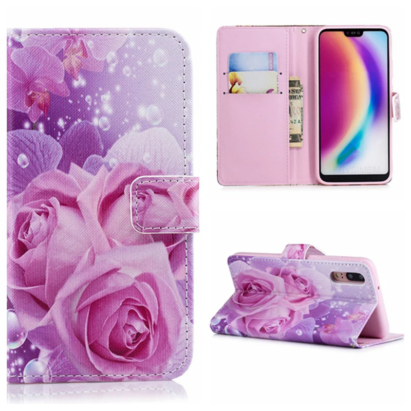 Художественный Чехол-кошелек для HONOR 7A 8A 7S 8S 7X 8X 7C 8C 9 10 20 Lite Pro 10i окрашенный цветок мультфильм PU кожаный флип-чехол