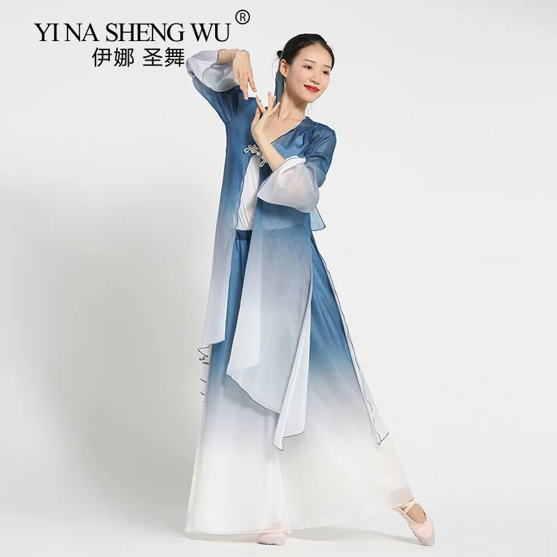 

Classical Dance Costume Summer Gauze Performance Clothes Tops Elegant Dance Basic Training Cardigan Long Practice Clothes Women