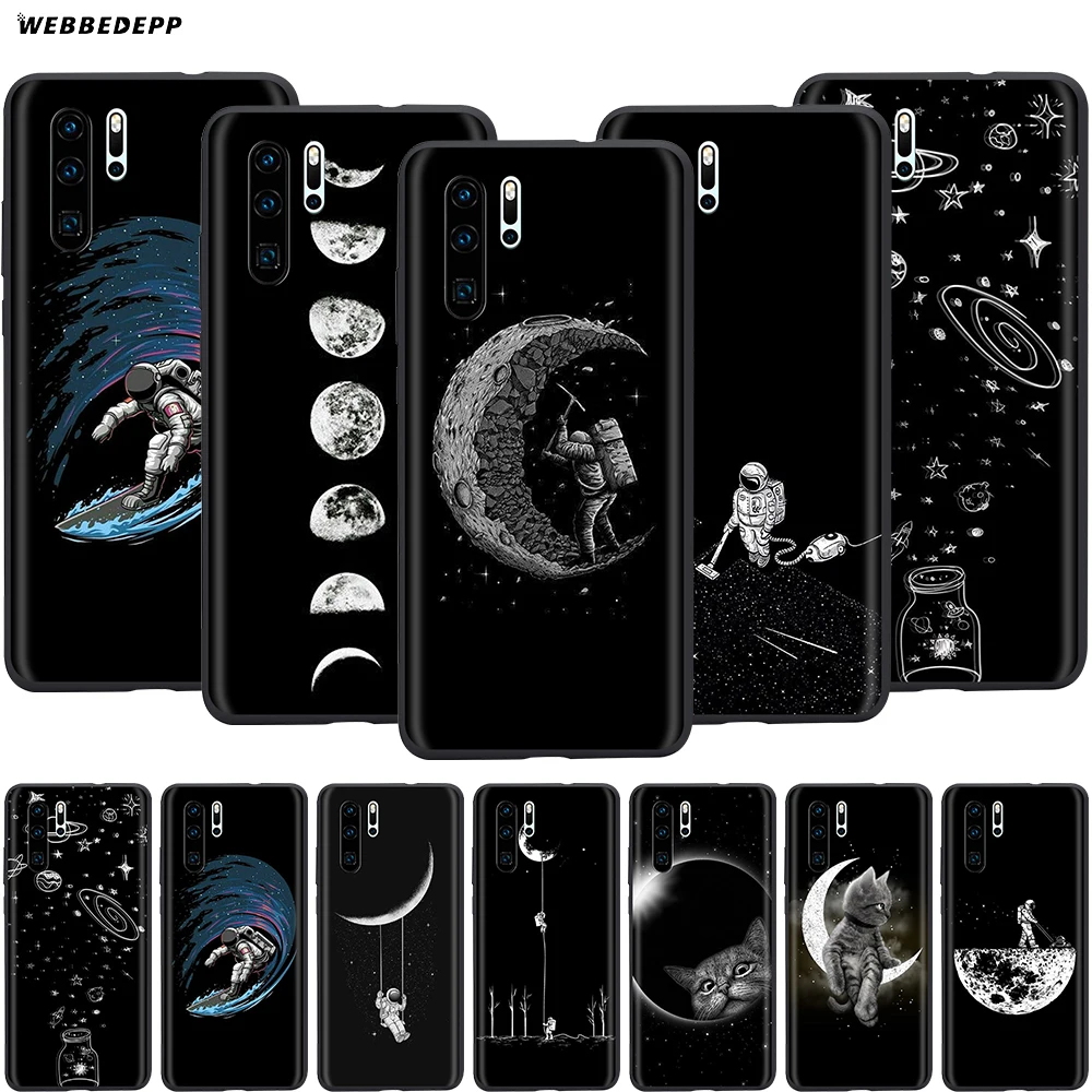 Webbedepp милый чехол с изображением космической Луны и кошек для Huawei P8 P9 P10 P20 P30 Lite Pro P