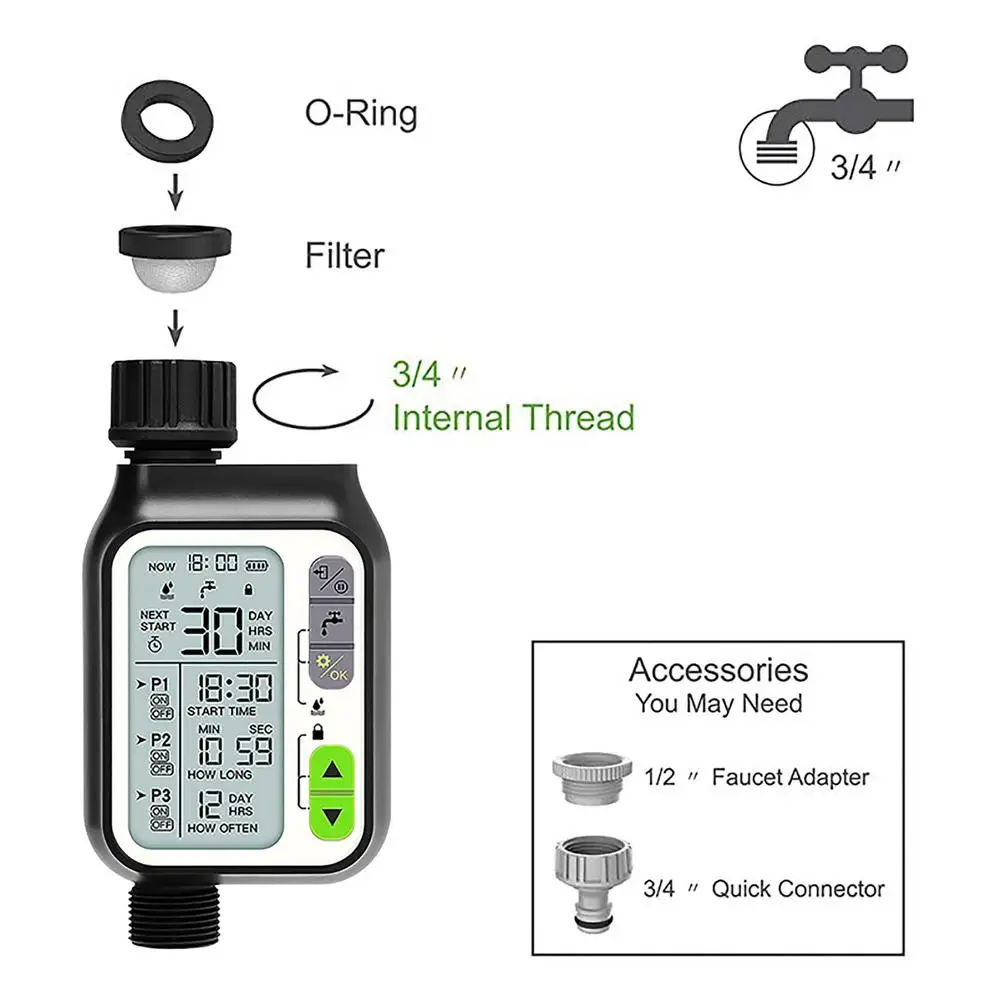 

Garden Water Timer Digital Valve Automatic Electronic Watering Irrigation Timer Controller System For Garden Lawn Greenhouse