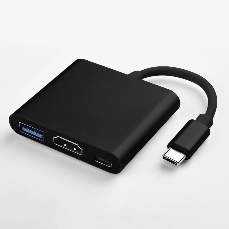Адаптер для передачи данных Frog HDMI type-C для концентратора USB-C-HDMI Mini Dock станция HD для MacBook Xiaomi ноутбук телефон - Цвет: Черный