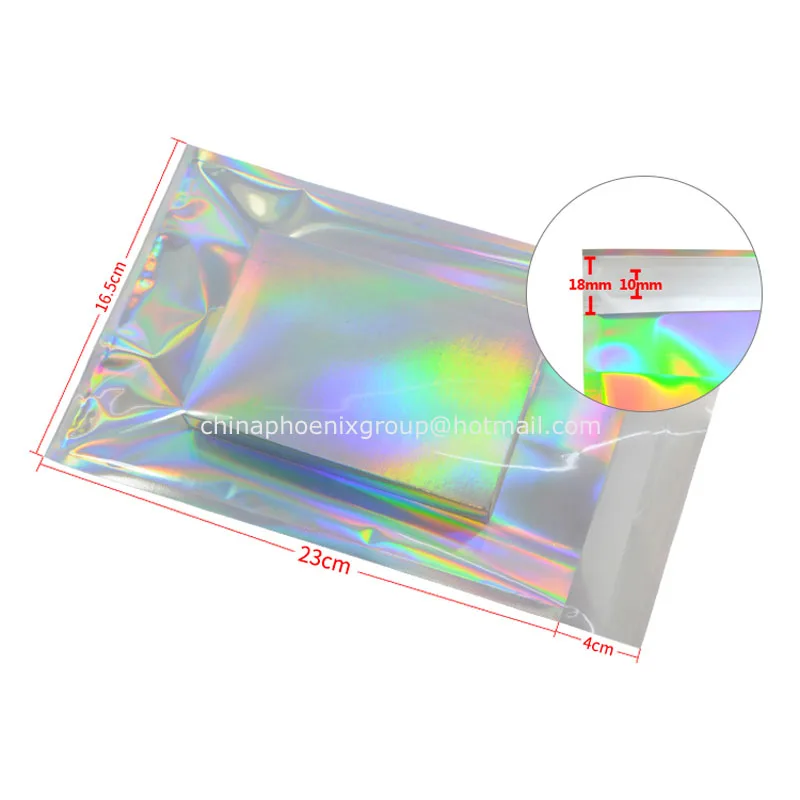 Клейкий мешочек с голограммой из алюминиевой фольги 100 шт. курьерские пакеты для