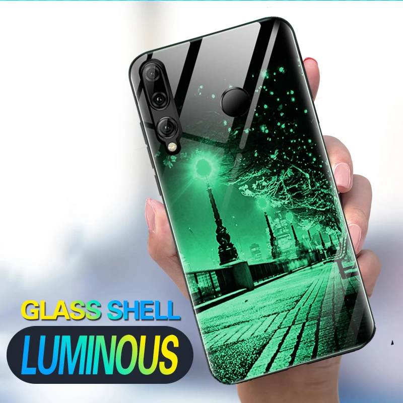 

Luminous Glass Case For Huawei Honor 10i 20i 10 20 Lite back cover For Huawei PSamrt Z Plus Y9 Prime 2019 Night light Phone Case