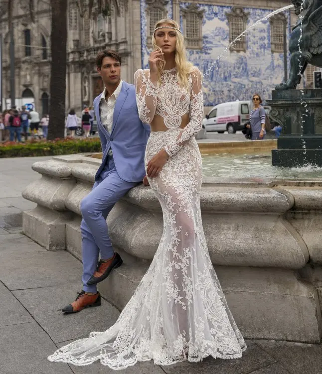 Арабский сексуальный русалка 2020 Свадебные платья с длинным рукавом Полный