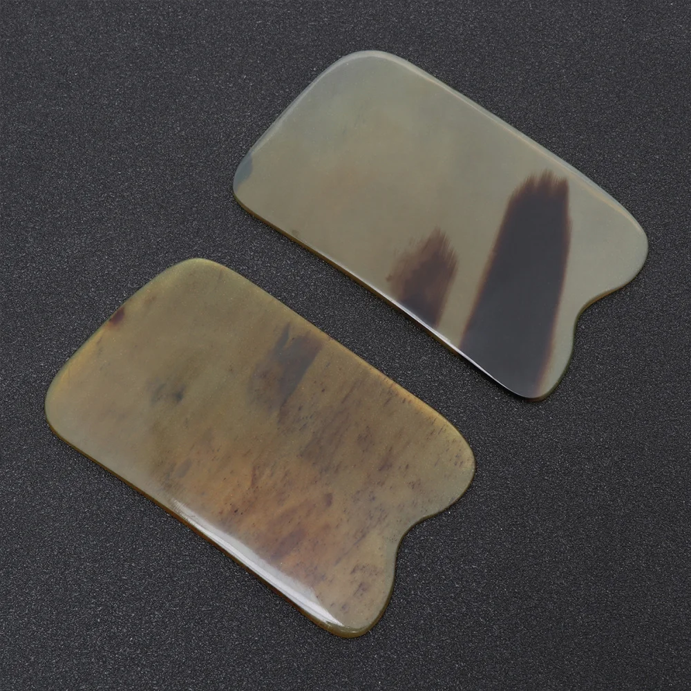 

2Pcs Creative Ox Horn Square Plate Scalper Horn Board For SPA Acupuncture Random Color