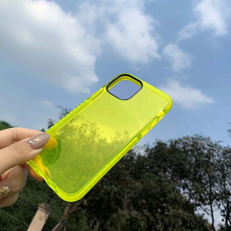 

Fashion Fluorescent Green Case For iPhone 12 Pro 12 Mini 11 Pro Max SE 2020 7 8 7Plus 8Plus XR X XS MAX