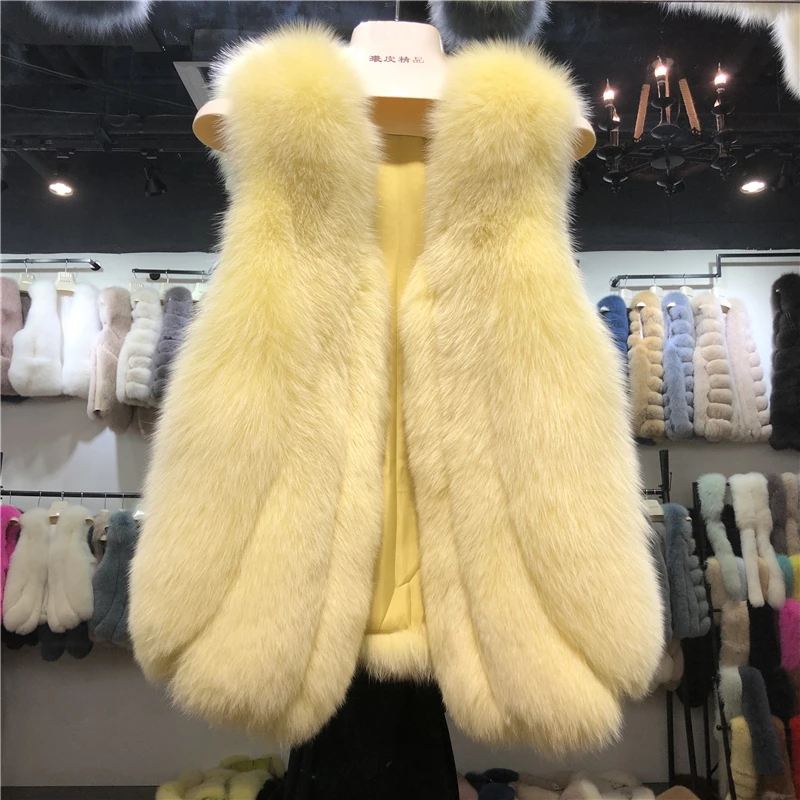 ZDFURS* натуральный Лисий меховой жилет для женщин Зима Осень Теплый Женский жилет без рукавов из лисьего меха женский цветной натуральный короткий жилет