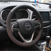 for jeep compass wrangler grand cherokee renegade cherokee hand stitched leather suede steering wheel cover car accessories