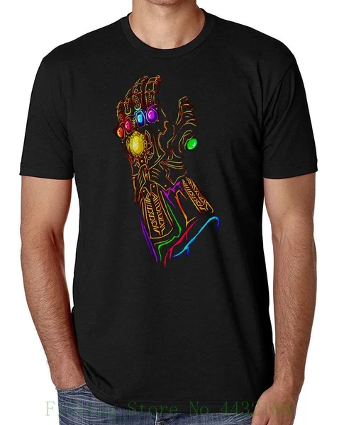 

Thanos Glowing Gauntlet Effect Men's T Shirt Printed Men T-shirt Short Sleeve Funny Tee Shirts
