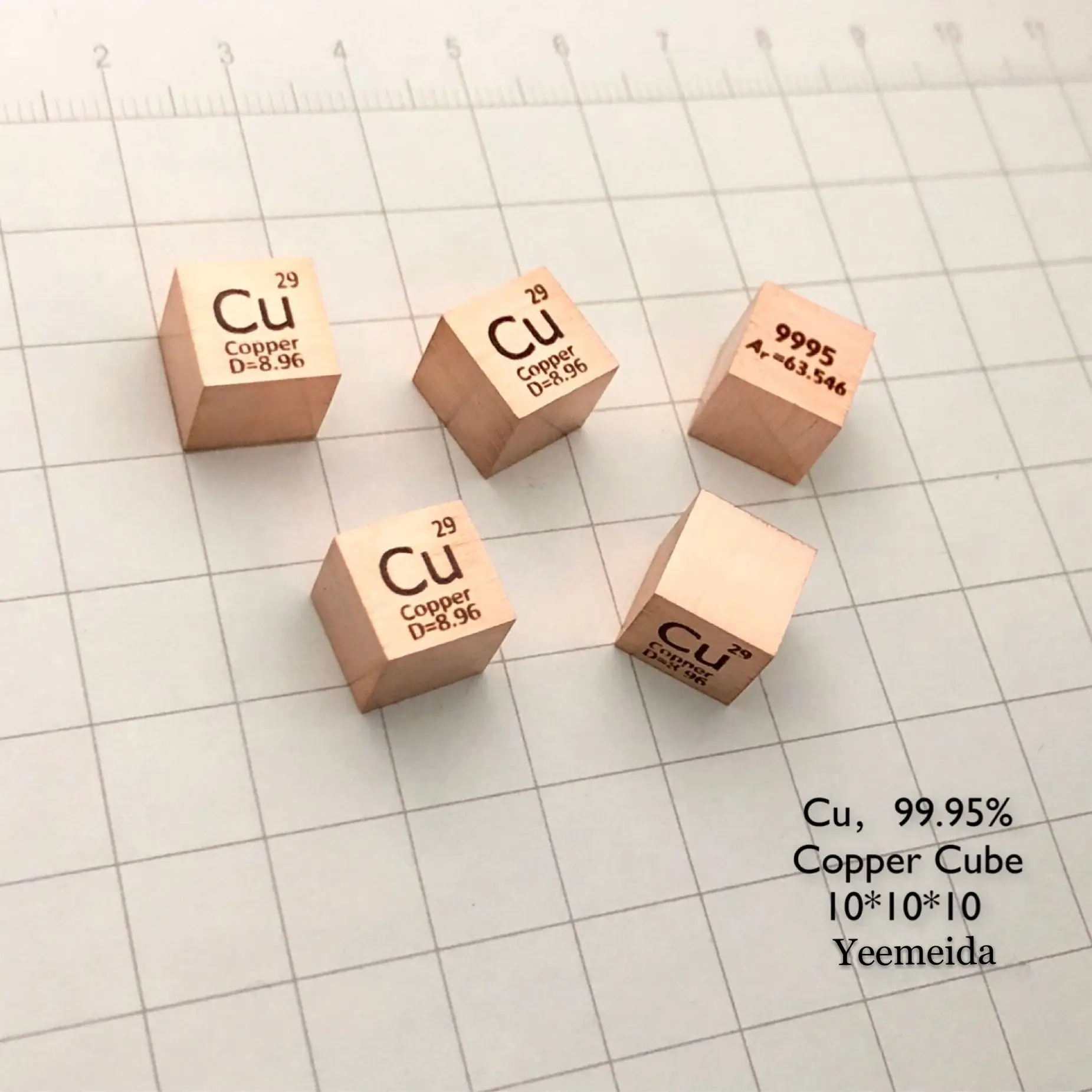 1PCS Copper (Cu) 10 мм Плотность куб V Nb Ta Cr Mo W Ti Zr Hf Fe Co Ni Cu 99.95% чистый элемент коллекция образцов - Цвет: 1PCS Copper (Cu)
